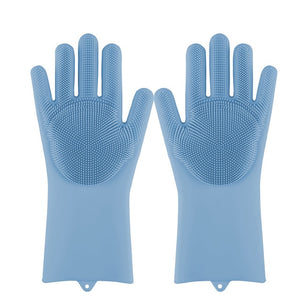 Magic Silicone Dishwashing Scrubber | Sponge Rubber Scrub Gloves Kitchen Cleaning