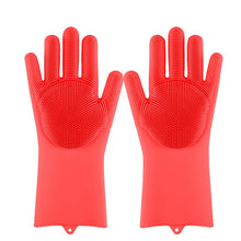 Indlæs billede til gallerivisning Magic Silicone Dishwashing Scrubber | Sponge Rubber Scrub Gloves Kitchen Cleaning
