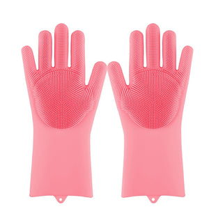 Magic Silicone Dishwashing Scrubber | Sponge Rubber Scrub Gloves Kitchen Cleaning