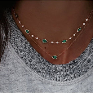 Boho Multi-element Crystal Necklaces For Women Fashion Gold Necklace Vintage Multiple Layers Pendant Necklace Jewelry Gift