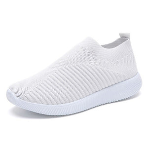 Women Shoes Plus Size Sneakers Women Breathable Mesh Sports Shoes Female Slip On Platform Sneakers White Knit Sock Shoes Casual