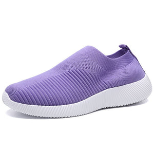 Women Shoes Plus Size Sneakers Women Breathable Mesh Sports Shoes Female Slip On Platform Sneakers White Knit Sock Shoes Casual