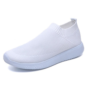 Women Shoes Plus Size Sneakers Women Breathable Mesh Sports Shoes Female Slip On Platform Sneakers White Knit Sock Shoes Casual